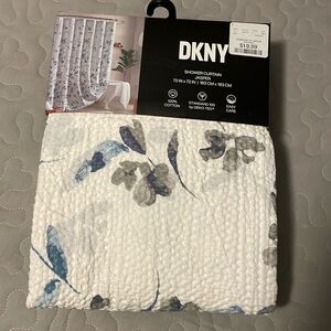 DKNY 72”x 72” Shower Curtain NEW- White, Blue and Gray